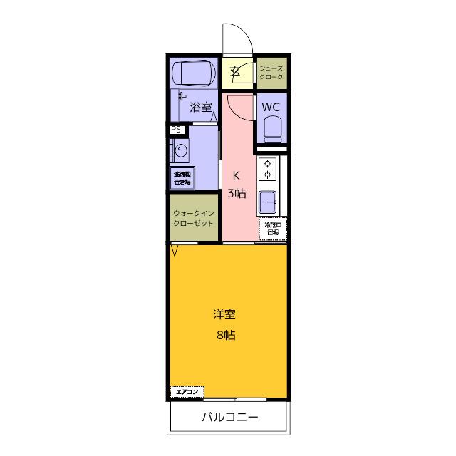 D-ROOM茄子川 B(1K/1階)の間取り写真