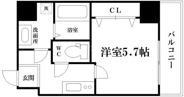 ブルー西長堀(1K/8階)の間取り写真