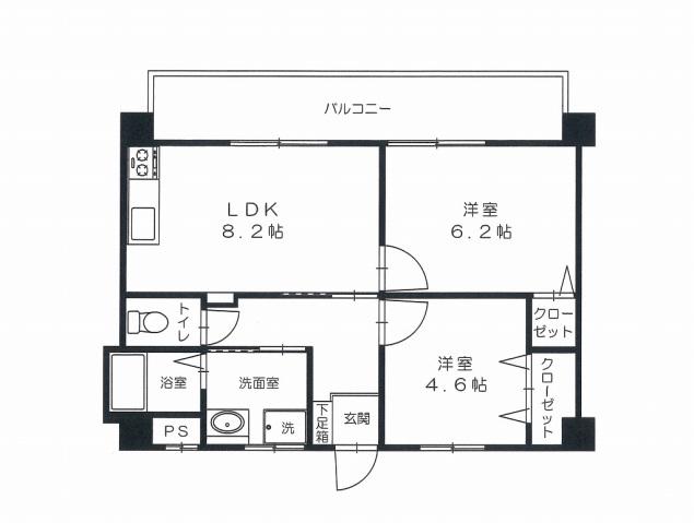 スペンドーレI(2LDK/3階)の間取り写真