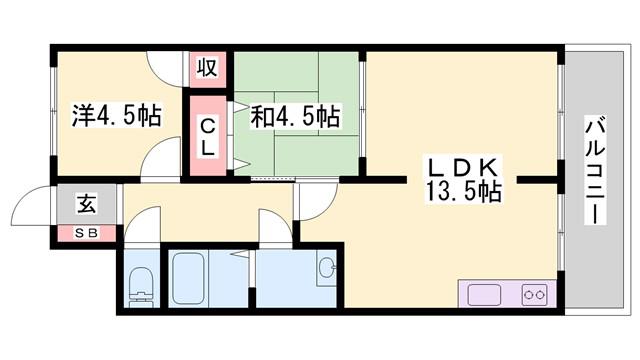 ハッピーコート青山(2LDK/3階)の間取り写真
