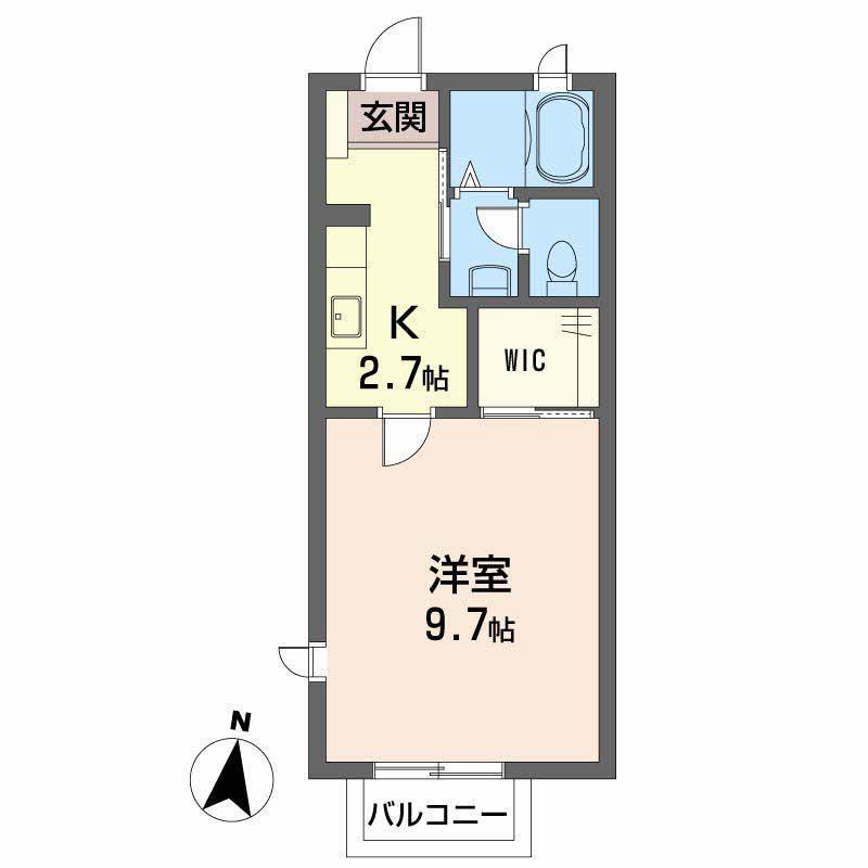 ディアスB&WI(1K/2階)の間取り写真