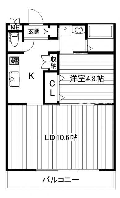 ベルフラワー嵐山(1LDK/4階)の間取り写真