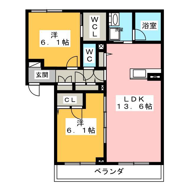 フィオーレ(2LDK/1階)の間取り写真