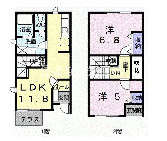 クレストール新明(2LDK/1階)の間取り写真
