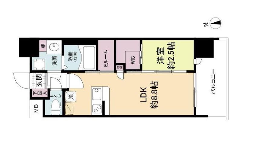 セレニテ難波グランデノール(1LDK/4階)の間取り写真