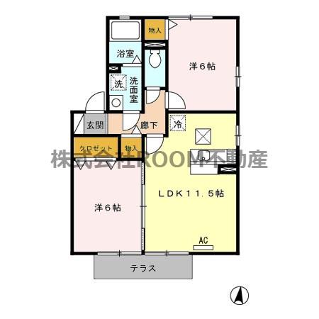 Dコート南横市(2LDK/1階)の間取り写真