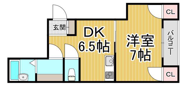 下坂部ベース02(1DK/5階)の間取り写真