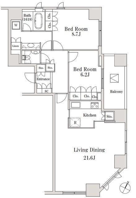 LASANTE一番町(2LDK/10階)の間取り写真