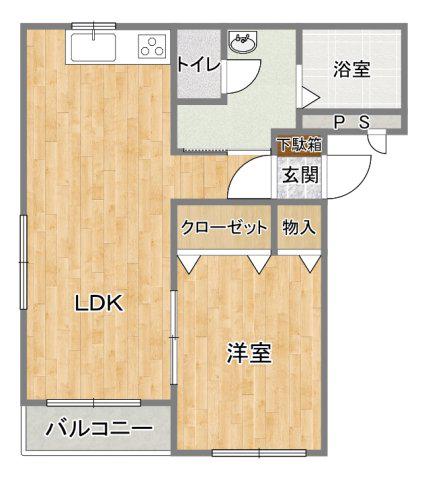 ヒーローマンション・若葉(1LDK/3階)の間取り写真