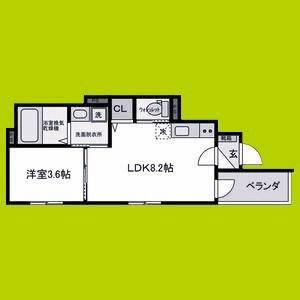 YUMAISON ウエスト(1LDK/2階)の間取り写真