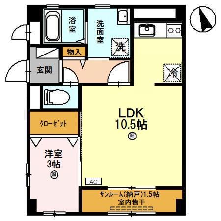 サンフラワー(1LDK/1階)の間取り写真