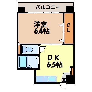 KS平野町(1DK/6階)の間取り写真