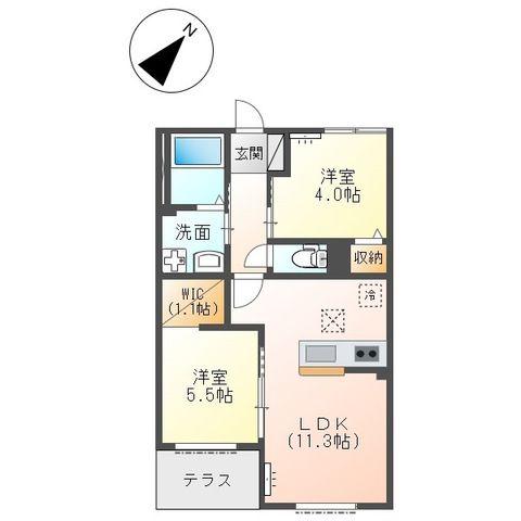 エスポワール ESPOIR(2LDK/1階)の間取り写真
