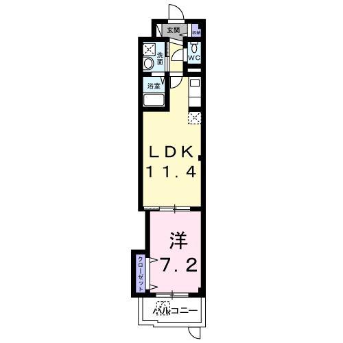 メゾン中田出井(1LDK/1階)の間取り写真