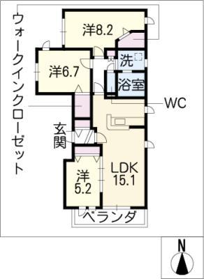トレス覚王山(3LDK/3階)の間取り写真