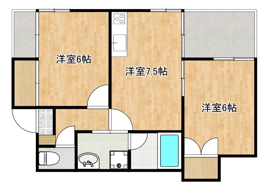 福永マンション(2DK/1階)の間取り写真