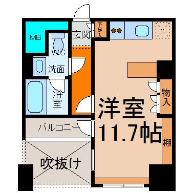ドゥーエ大須(ワンルーム/7階)の間取り写真