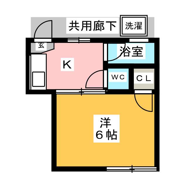 ファイブベルズ(1K/2階)の間取り写真