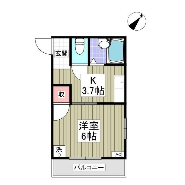 スリーブライト南浦和(1K/2階)の間取り写真