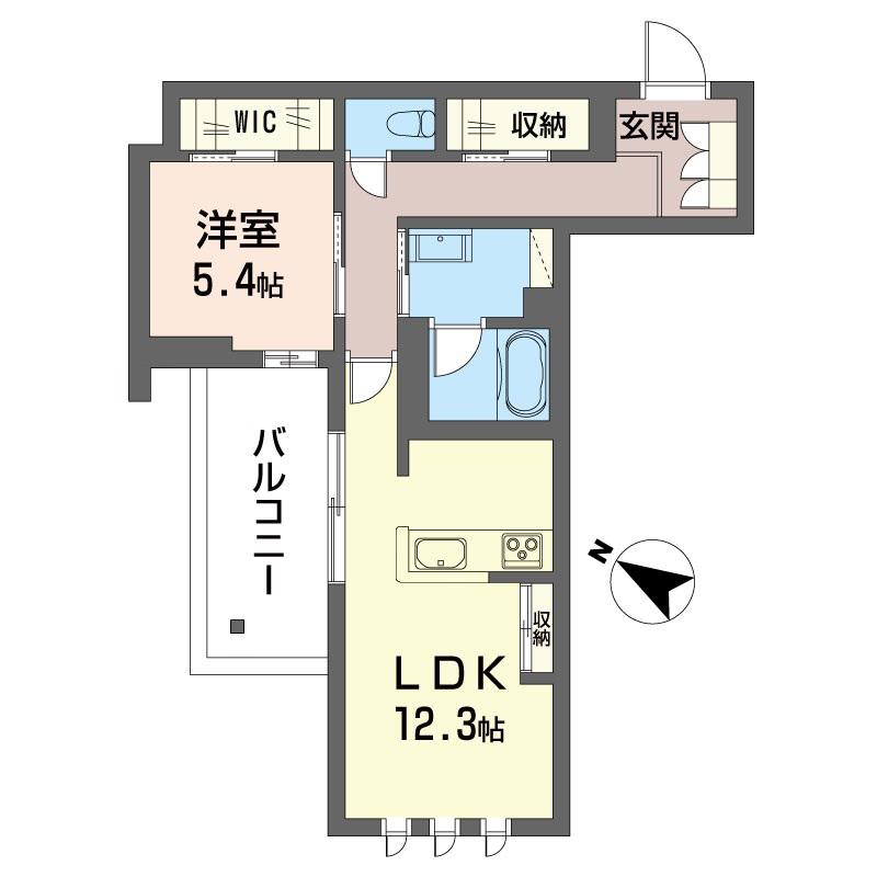 ピアチェーレ(1LDK/3階)の間取り写真