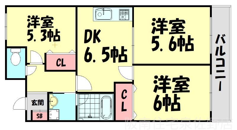 RAPURA-JYU(3DK/3階)の間取り写真
