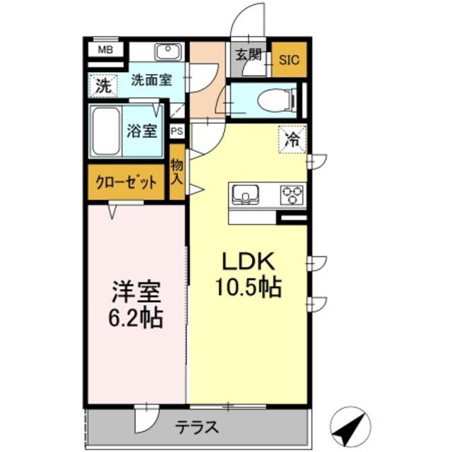 コンティニュエ(1LDK/1階)の間取り写真