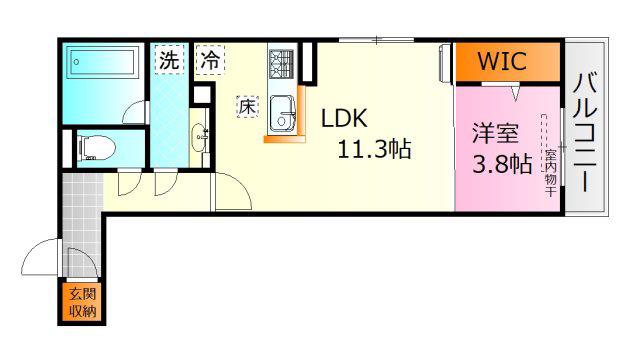 CAMPANLLA舟入南(1LDK/1階)の間取り写真