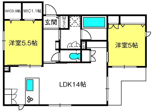 JR京浜東北線 大宮駅(埼玉) 徒歩14分 3階建 築3年(2LDK/2階)の間取り写真