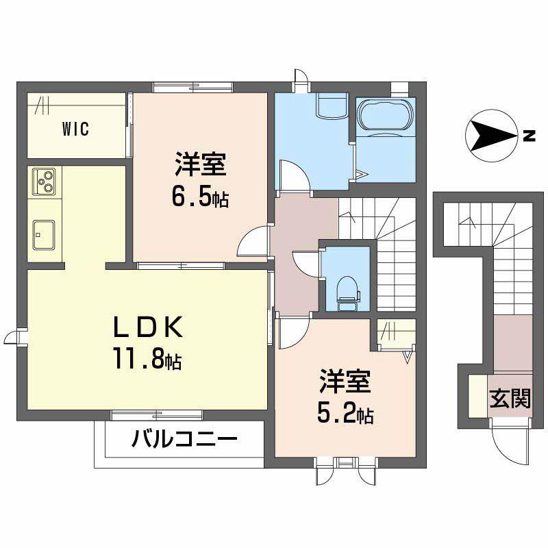 フサクラヴィエA棟(2LDK/2階)の間取り写真