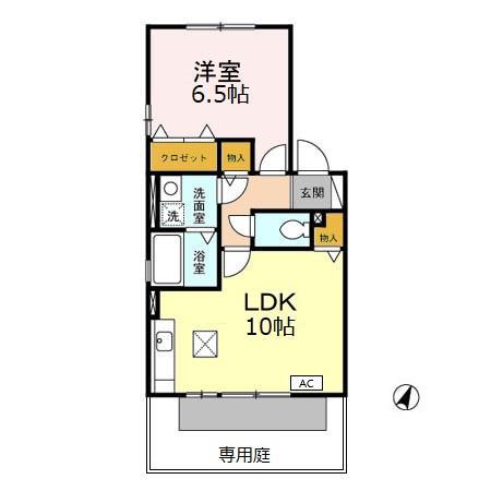 プロキオン(1LDK/1階)の間取り写真