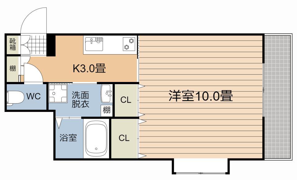ヴィクトワール六番館(1K/3階)の間取り写真