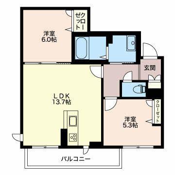 プルマージュ(2LDK/3階)の間取り写真