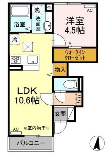 アビタシオン K(1LDK/1階)の間取り写真