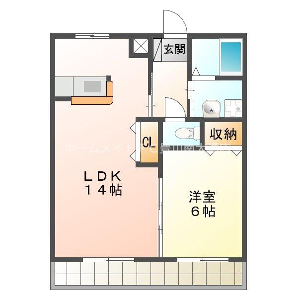 ブロードタウン大崎C(1LDK/2階)の間取り写真