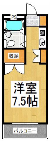 ドミール萩山(ワンルーム/2階)の間取り写真