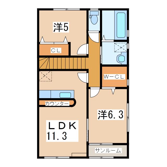 メゾンド・パル(2LDK/2階)の間取り写真