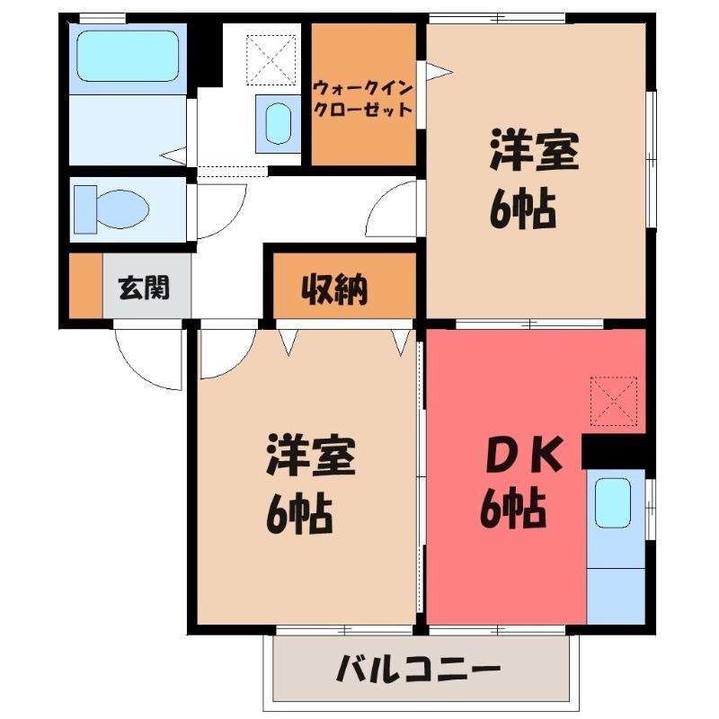 フローラM(2DK/1階)の間取り写真