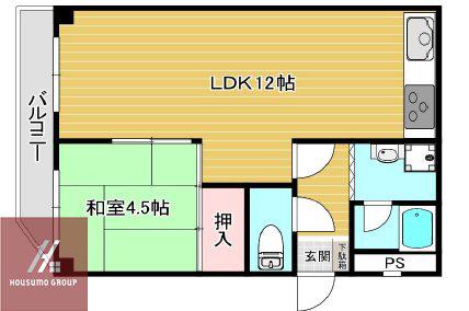 杉本ビル(1LDK/3階)の間取り写真
