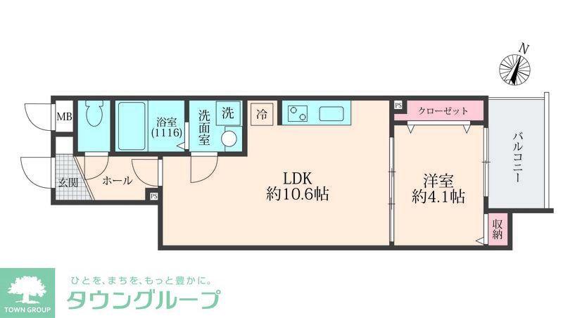 ミリアビタ習志野駅前(1LDK/1階)の間取り写真