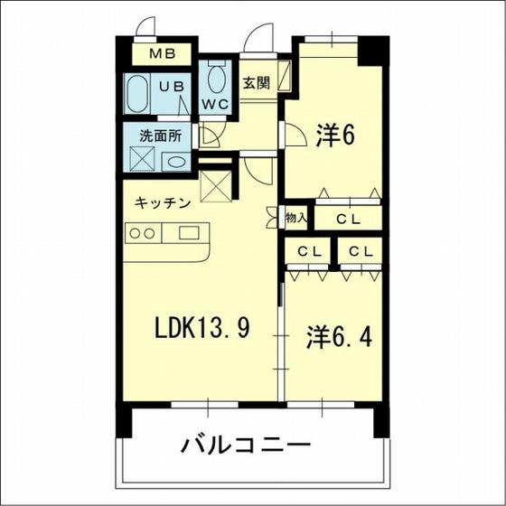 EST UN(2LDK/6階)の間取り写真