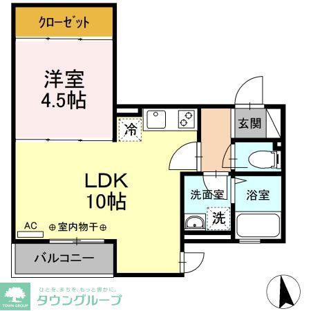アルウス湘南(1LDK/3階)の間取り写真
