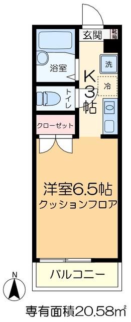 メゾンケアキ(1K/2階)の間取り写真