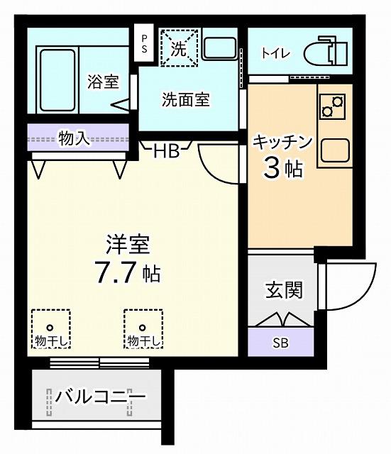 アルカディア(1K/2階)の間取り写真
