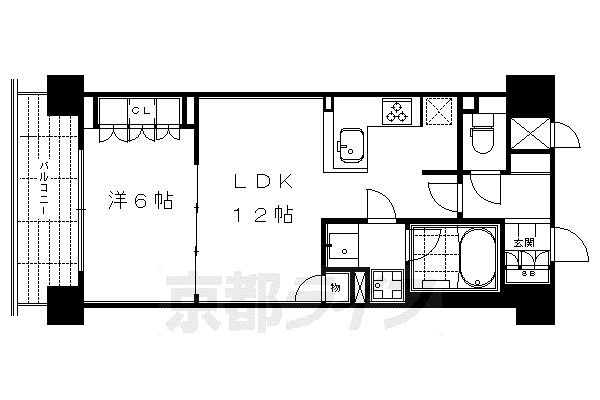 リーガル京都四条烏丸II(1LDK/2階)の間取り写真