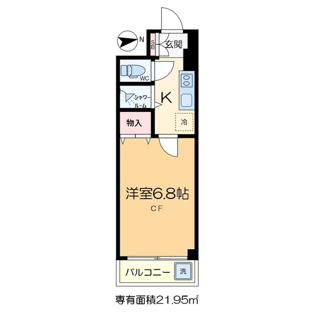 越前堀永谷マンション(1K/6階)の間取り写真