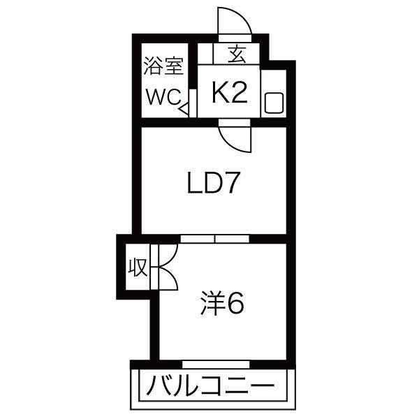 第一駒矢ビル(1LDK/3階)の間取り写真
