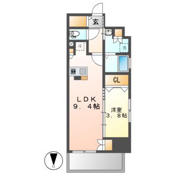 プレサンスロジェ丸の内PRIME CASA(1LDK/12階)の間取り写真