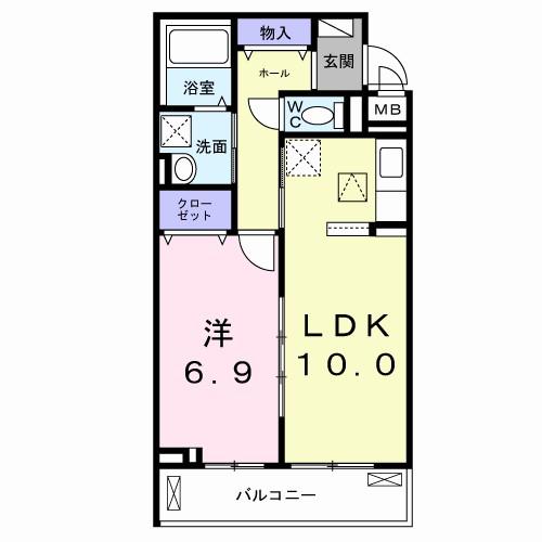 ブライト中野(1LDK/1階)の間取り写真