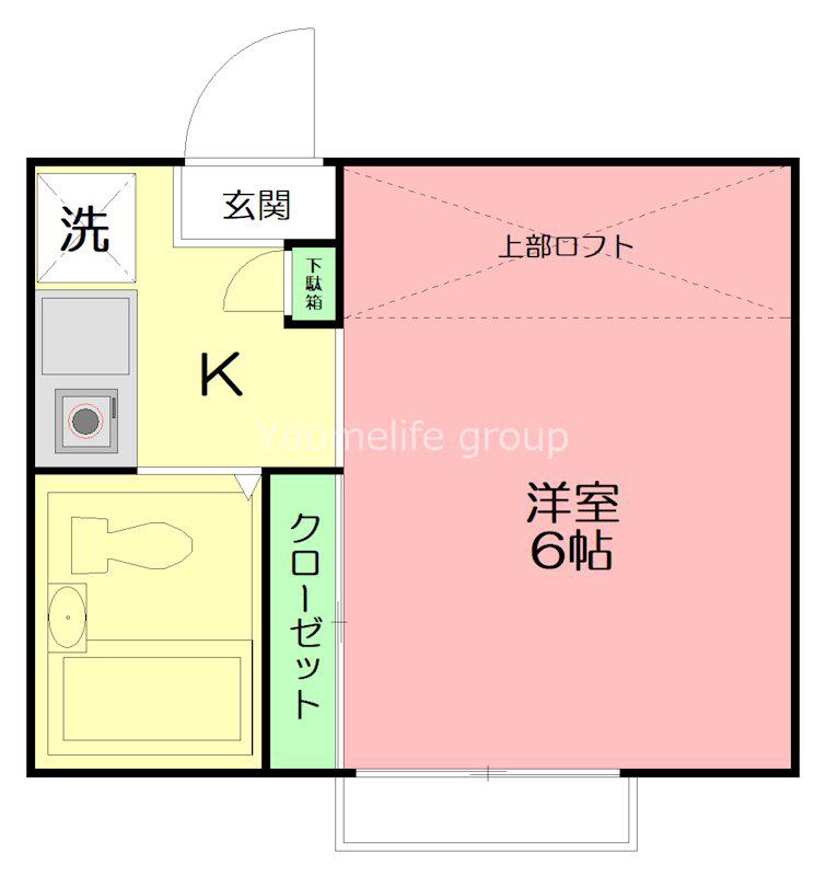 パームタウン(1K/1階)の間取り写真