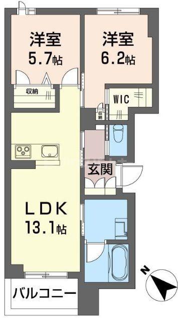 クオリスタ柏東(2LDK/2階)の間取り写真